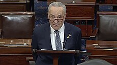 Lídr vtinových demokrat v americkém Senátu Chuck Schumer (14, bezna 2024)