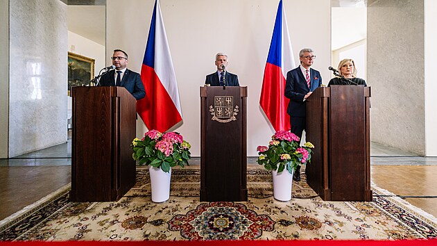 Tiskov konference po jednn s prezidentem Petrem Pavlem. (28. bezna 2024)