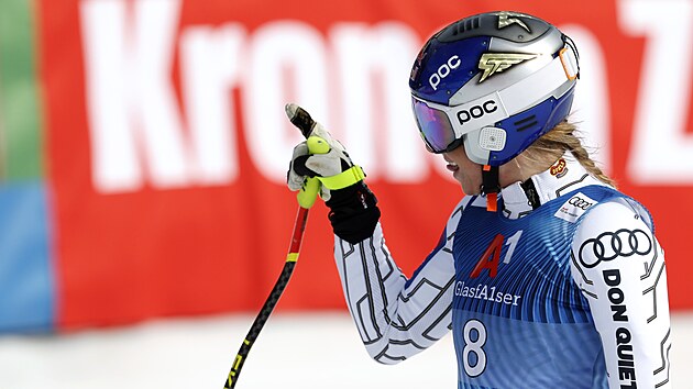 Ester Ledecká po dojezdu super-G v Saalbachu.