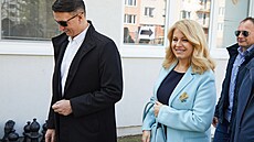 Slovenská prezidentka Zuzana aputová odevzdala hlas v Pezinoku. (23. bezna...
