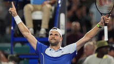 Bulhar Grigor Dimitrov slaví postup do semifinále turnaje v Miami.