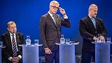 Debata slovenských prezidentských kandidát v televizi RTVS. Na snímku jsou...