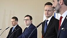 Ministi zahranií zemí V4. Zleva Radosaw Sikorski (Polsko), Jan Lipavský...