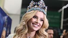 Pílet Miss World Krystyny Pyszkové na letit Václava Havla (24. bezna 2024)