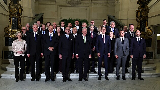 Úastníci zvlátního zasedání Evropské rady v Bruselu (17. dubna 2024)