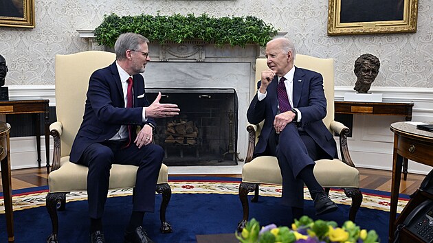 esk premir Petr Fiala se v Blm dom setkal s americkm prezidentem Joem Bidenem. (15.dubna 2024)