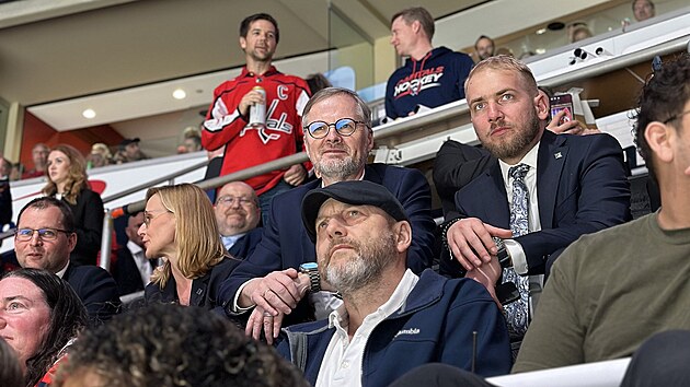 eský premiér Petr Fiala na hokejovém zápase Washington Capitals proti Boston...