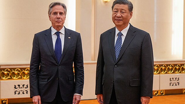 nsk prezident Si in-pching a americk ministr zahrani Antony Blinken se setkali v Pekingu. (26. dubna 2024)