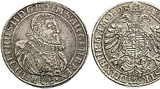 Tolar z roku 1603, na nm je vyobrazen Rudolf II., byl vydraen za 150 tisíc...