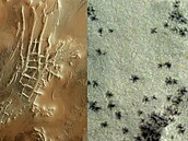 Detaily ze dvou snímk z marsovké druice Mars Expres, který Evropská vesmírná...