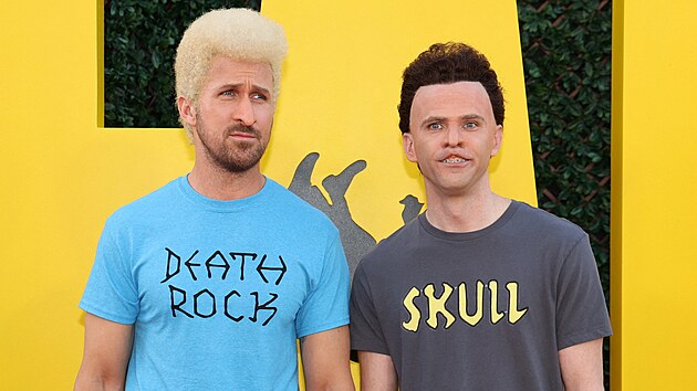 Ryan Gosling a Mikey Day jako Beavis a Butt-Head na premie filmu Kaskadr v Los Angeles (30. dubna 2024)