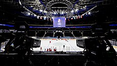 Praská O2 arena u se chystá na start hokejového mistrovství svta.