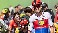 Mathias Vacek s paráky z týmu Lidl - Trek ped závodem Eschborn-Frankfurt