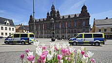 Na prbh Eurovize ve védském Malmö dohlíí policie. (8. kvtna 2024)