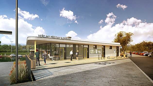 Nov&yacute; př&iacute;stav Slov&aacute;cko na řece Moravě ve Star&eacute;m Městě pojme až pades&aacute;t rekreačn&iacute;ch lod&iacute;. M&aacute; se zač&iacute;t stavět během roku 2025. (červenec 2024)