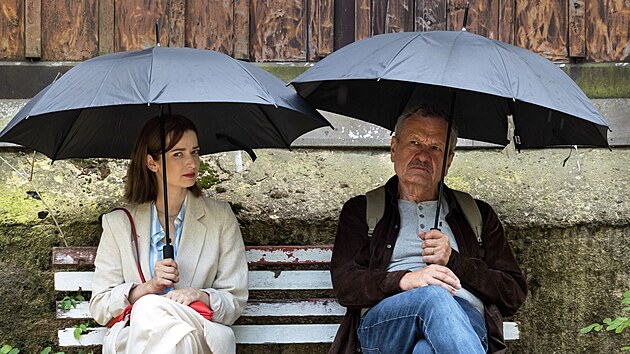 Marika Šoposká a Miroslav Krobot při natáčení seriálu Oktopus II