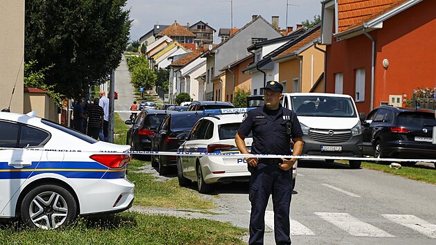Chorvatská policie zasahuje na místě činu. (23. července 2024)