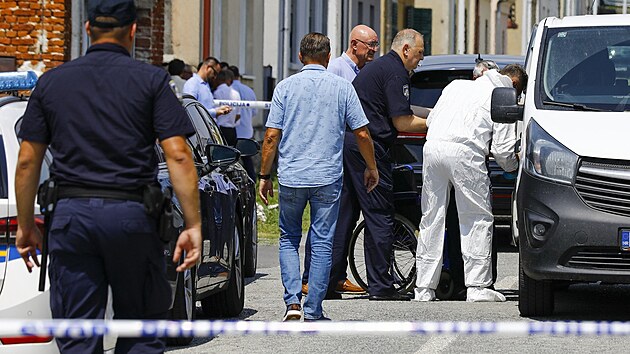 Chorvatská policie zasahuje na místě činu. (23. července 2024)