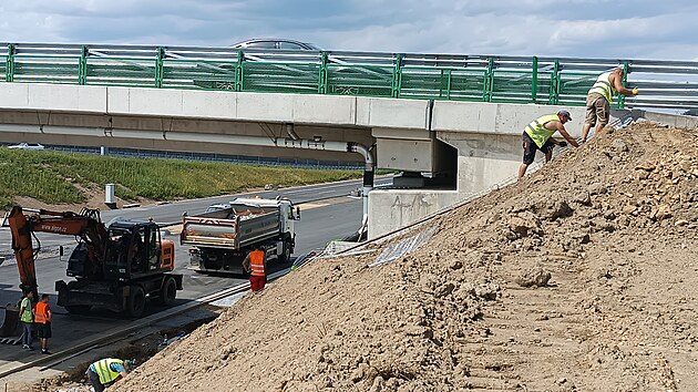 Dostavba dálnice D4 mezi Pískem a Příbramí (22. srpna 2024)