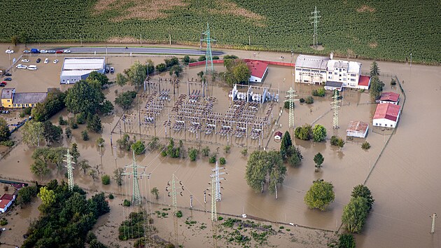 Zatopená trafostanice v Bohumíně – Pudlově (16. září 2024)