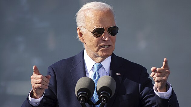 Prezident Joe Biden hovoří během akce v Baltimoru. (29. října 2024)