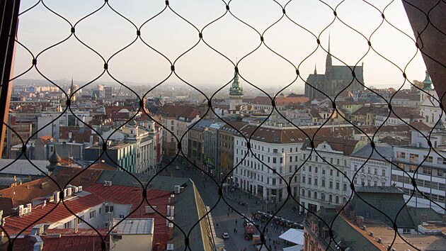 Výhled z věže kostela svatého Jakuba v Brně (listopad 2024)