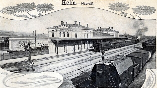 Stanice Kolín na dobové pohlednici z roku 1905