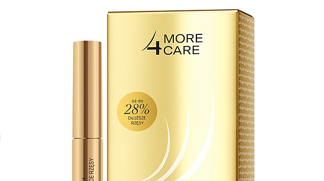 Pečující receptura séra More4Care obsahuje speciální peptidy stimulující produkci keratinu, hlavního stavebního kamene řas a vlasů zodpovědného za jejich tloušťku, cena 552 Kč