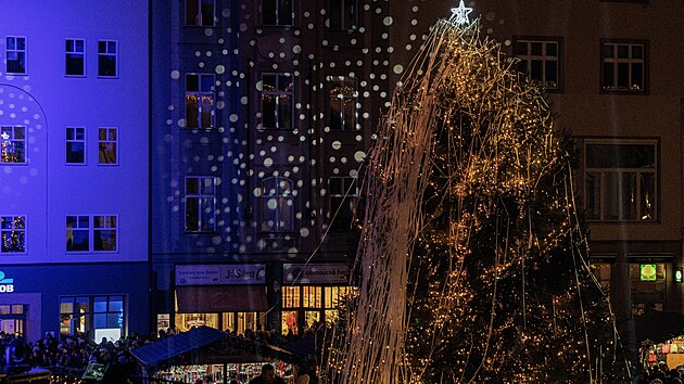 Vánoční strom v Olomouci se poprvé rozsvítil v neděli 24. listopadu.