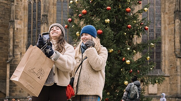 Na Pražském hradě ve čtvrtek instalovali vánoční strom. (28. listopadu 2024)