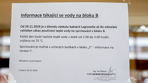 Studentům komplikuje život na kolejích výskyt bakterií legionella. (5. prosince 2024)