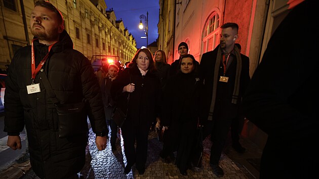 Briefing k výročí tragické střelby na Filozofické fakultě Univerzity Karlovy. Zúčastnila se ho rektorka UK Milena Králíčková a děkanka FF Eva Lehečková. (21. prosince 2024)