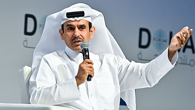 Katarský ministr energetiky Saad Kaabí na konferenci v Dauhá. (22. prosince 2024)