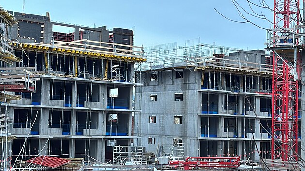 Stavba v ulici Komárkova na Praze 4 (8. ledna 2025)