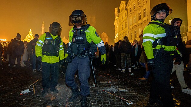 Centrem novoročních oslav byla tradičně Praha. Nejvíce lidí slavilo na Staroměstském náměstí. (1. ledna 2025)