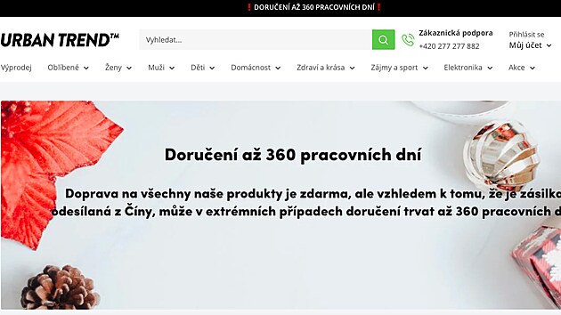 Na stránkách se objevila informace ohledně lhůty dodání zboží.