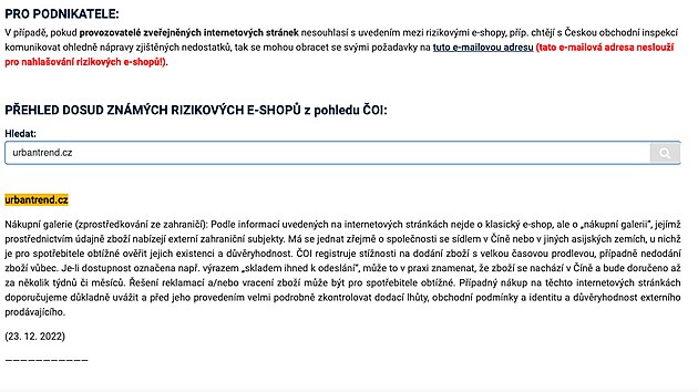 Varování ČOI.