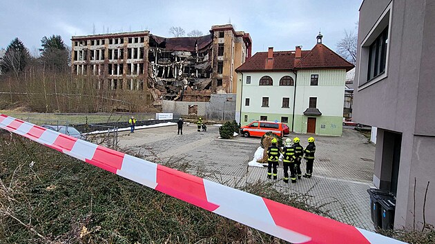 V Liberci se zřítila část bývalé textilky Textilana (27. ledna 2025)