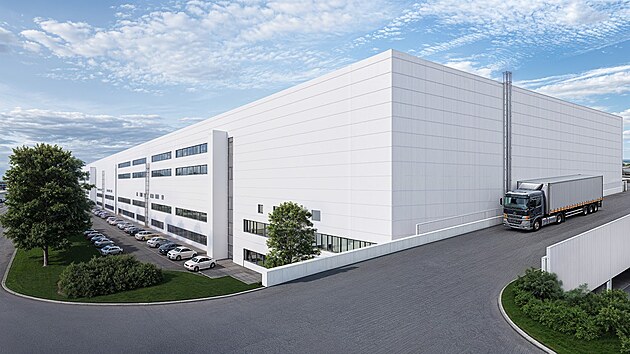 Vizualizace budoucí dvoupatrové haly, které developerská společnost CTP přezdívá doubledecker. Kamiony budou mít speciální nájezd i do druhého patra.