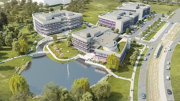 Na podzim má začít výstavba čtvrté budovy D (vlevo) v centrální zóně brněnského Technologického parku za 400 milionů korun.