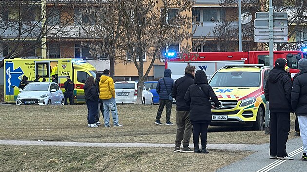 Na rybníku Aloisov v parku uprostřed pražského sídliště Černý Most se pod dvěma dětmi probořil led. Jsou v péči záchranářů. (21. února 2025)