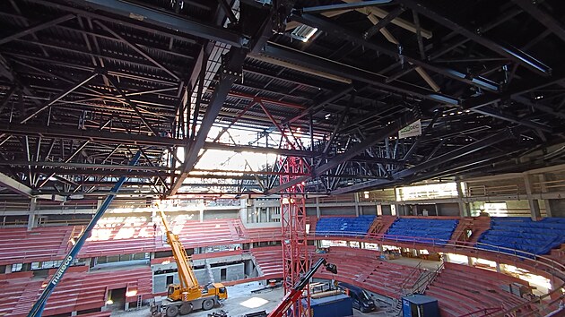 Práce na stavbě Horácké multifunkční areny v Jihlavě běží podle harmonogramu. Stadion se už ocitl pod střechou. Otevřen má být už letos v říjnu. (20. února 2025)