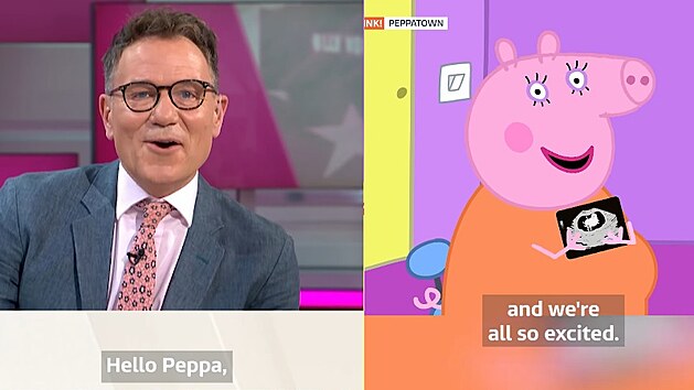 Paní Prasátková promluvila o těhotenství v rozhovoru s moderátorem Richardem Arnoldem během přímého vstupu v pořadu Good Morning Britain.
