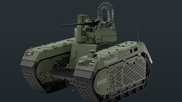 Ukázka variability pozemního dronu THeMIS, který vyrábí a úspěšně prodává původně estonský startup Milrem Robotics. (21. března 2025)