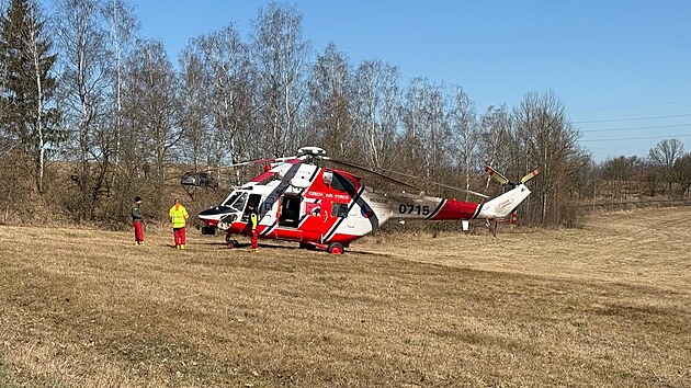 Vážně zraněného řidiče dopravili do traumacentra plzeňské fakultní nemocnice letečtí záchranáři.