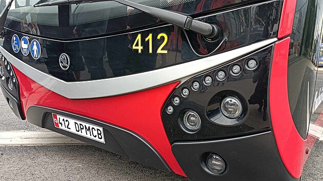 Čelo nov&eacute;ho trolejbusu pro Česk&eacute; Budějovice. (duben 2024)
