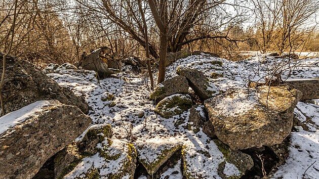 Zbytky panelů a stavebního odpadu v přírodní památce Na Plachtě v Hradci Králové (březen 2025).