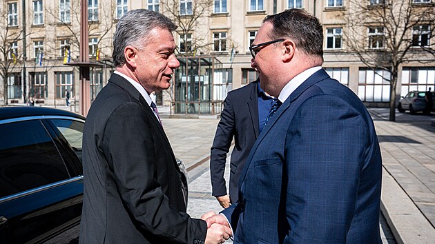 Primátor Ostravy Jan Dohnal přivítal ve městě ministra spravedlnosti Pavla Blažka.