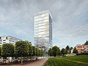 Budovu banky na náměstí Práce ve Zlíně má nahradit komplex dvou budov nazvaný... Budovu banky na náměstí Práce ve Zlíně má nahradit komplex dvou budov nazvaný...