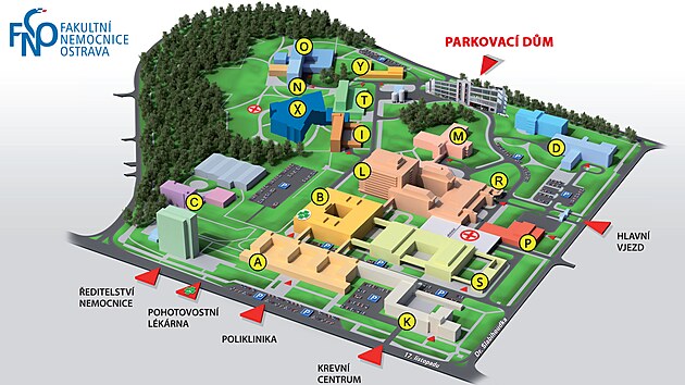 Umístění nového parkovacího domu v areálu Fakultní nemocnice Ostrava. (25. dubna 2025)
